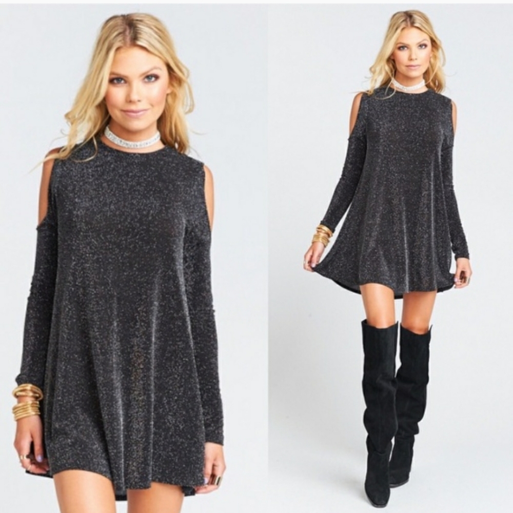 Show Me Your Mumu Teddy Metallic Tunic Dress Black